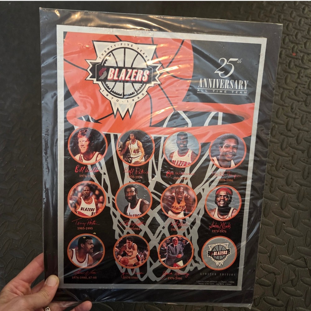 Portland Trail Blazers 25th Anniversary Collectible Pogs Poster 1994 Limited Ed